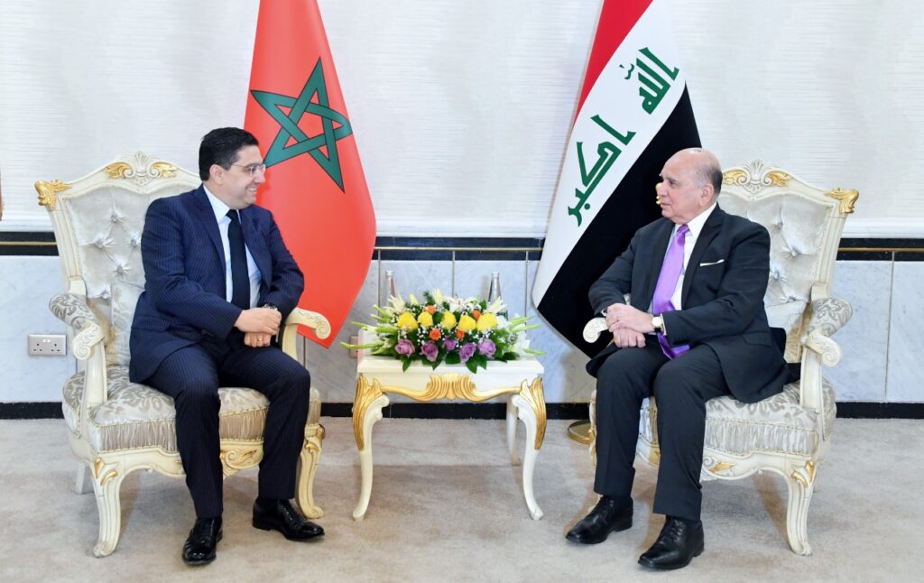 وزير الخارجية العراقي فؤاد حسين مع وزير الشؤون الخارجية والتعاون الإفريقي والمغاربة المقيمين بالخارج ناصر بوريطة