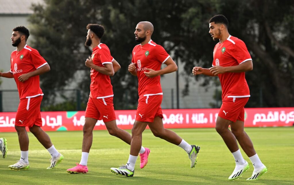 من حصة تدريبية سابقة للمنتخب الوطني المغربي
