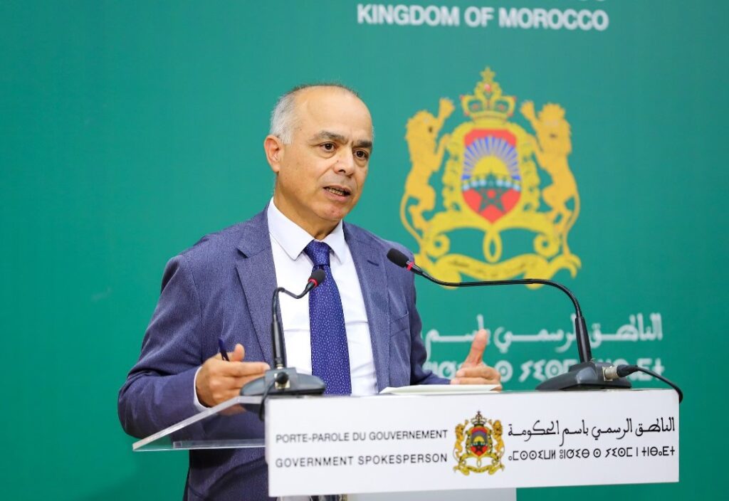 وزير التربية الوطنية والتعليم الأولي والرياضة شكيب بنموسى خلال اللقاء الصحفي للناطق الرسمي باسم الحكومة، عقب الاجتماع الأسبوعي لمجلس الحكومة