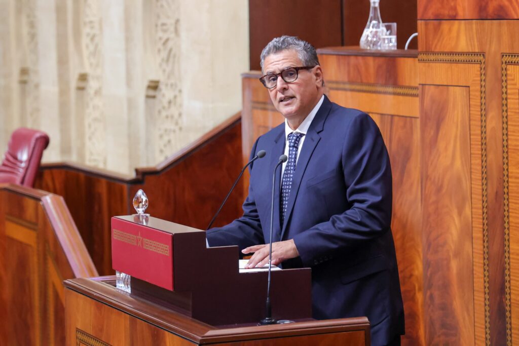 عزيز أخنوش خلال جلسة عمومية خصصت للأسئلة الشفهية الشهرية الموجهة إلى رئيس الحكومة حول السياسة العام
