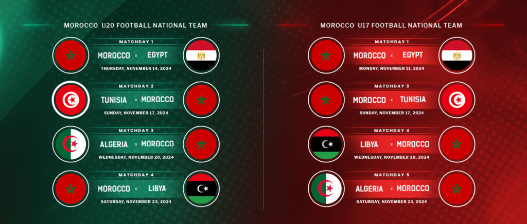 مبارايات المنتخب المغربي u17 وu20