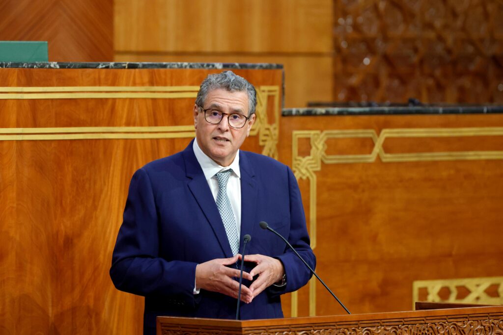 عزيز أخنوش رئيس الحكومة المغربية بمجلس المستشارين