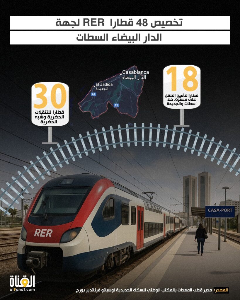 تخصيص 48 قطارا RER لجهة الدار البيضاء سطات