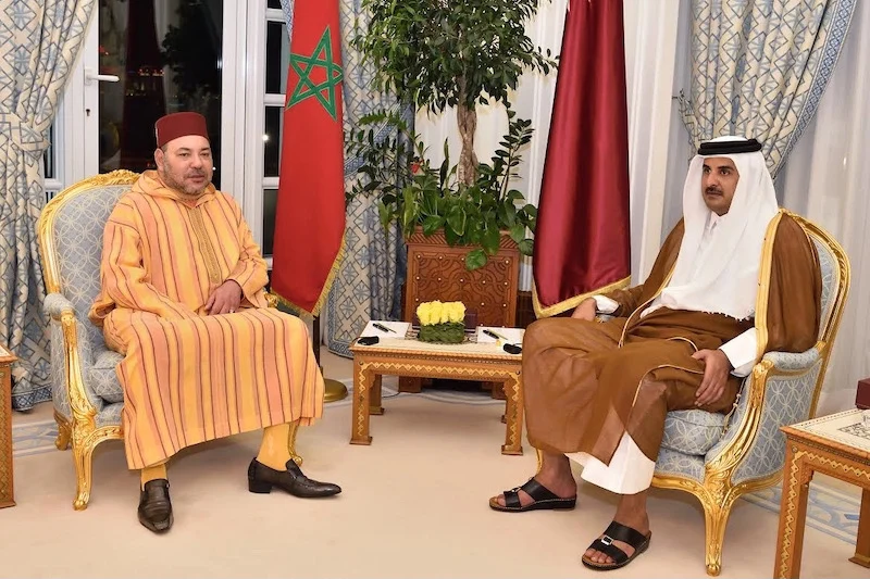 الملك محمد السادس يعزي أمير قطر في وفاة والده الشيخ حمد بن خليفة آل ثاني الملك محمد السادس وأمير قطر