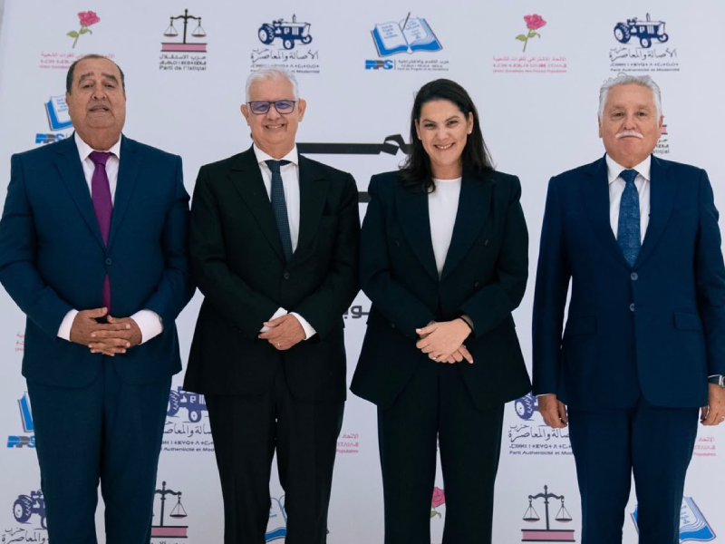 فاطمة الزهراء المنصوري تعلن تشكيل أغلبية حكومية من أربعة أحزاب المنصوري تعلن عن تشكيل أغلبية حكومية تضم الأصالة والمعاصرة والاستقلال والاتحاد الاشتراكي والتقدم والاشتراكية